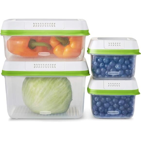 FreshWorks Produce Saver, Medium and Large Storage Containers, 8-Piece Set - Picture 1 of 7